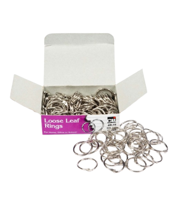 Loose Leaf Binder Rings, 100-Pack or 50-Pack - Choice Of Sizes! | Metal Book Rings with Snap Closure
