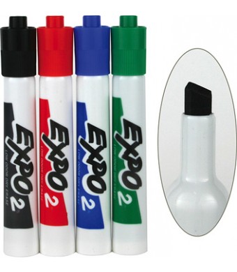 Expo Low Odor/Dry Erase Markers – Chisel Tip, 4/pk