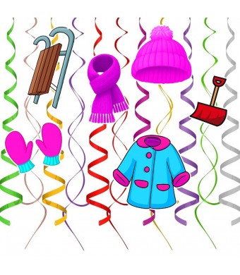 Winter Swirl Hanging Decoration – 18 Pieces, 8" Cutouts, Holiday Classroom & Party Decor