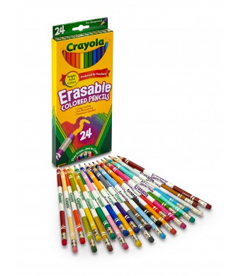 Crayola Erasable Colored Pencils – 24 Pre‑Sharpened, Erasable, Non-Toxic