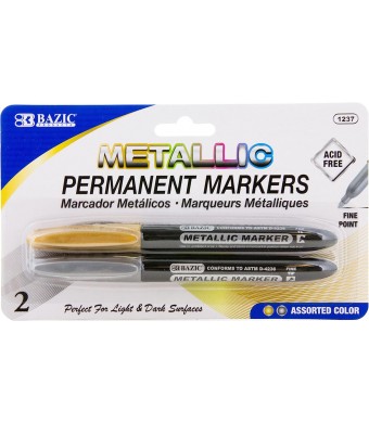 SILVER & GOLD METALLIC PERMANENT MARKERS 2/PK
