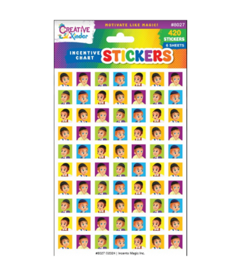 Boy Square Stickers, 6 Sheets, 420 pack.