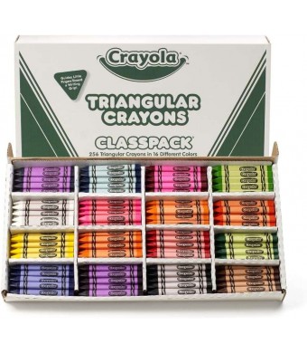 Crayola Triangular Crayon Classpack – 256 Count, 16 Assorted Colors – Bulk Non-Toxic Crayons for Classrooms, Daycares, Camps