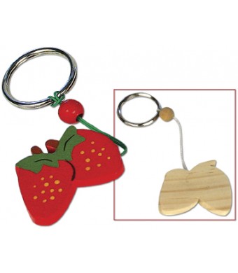 Wood Strawberry Key Chain