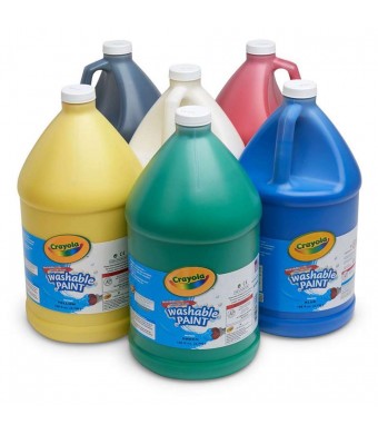 Crayola Washable Paint, 128 oz (1 Gallon) – Green, Orange, Yellow, Red, Blue, Magenta, White – Non-Toxic, Art & Craft Supply