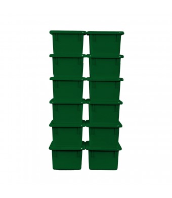 GREEN CUBBY W/ LID TRAY SET OF 12