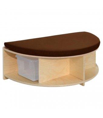 Read-A-Round Half Moon Bench with Brown Cushion and Trays