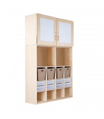 Classroom Organizer with Top Cabinet and Two Undivided Backpack Storage Sections