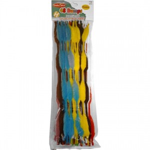 Chenille Bump, 12", 48/Pk - Multicolor | 12-inch chenille craft stems with bump texture
