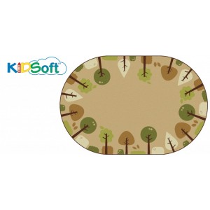 KIDSoft Tranquil Trees - Tan, NATURE, TAN, 4ft x 6ft Oval