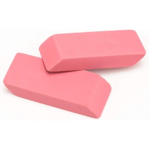 Pink Erasers - Pack of 12 - Synthetic, Latex-Free Wedge Shape