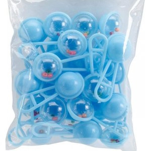 Mini Blue Baby Rattle Craft Embellishments – Baby Shower Favors (24 Pack)
