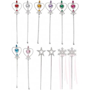 Magical Princess Wands, 12 Pack – Assorted Styles for Kids Crafts, Dress-Up, and Party Fun