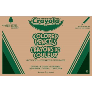 Crayola Colored Pencil Classpack Set – 240 Count, 3.3 mm Cores, 12 Assorted Colors, Bulk Classroom Pack – Bulk Art Supply Kit for Schools & Daycares