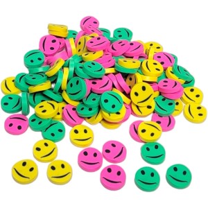 Smiley Face Erasers, 72/Pk – Fun Mini Erasers for Kids, Party Favors, School Supplies, Crafts