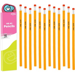 #3 Yellow, Unsharpened Pencils with Latex Free Eraser, 12 Pencils