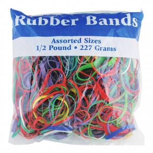 Colored Rubber Bands, 227 g (0.5 lb) – Assorted Sizes & Multicolor Elastic Bands