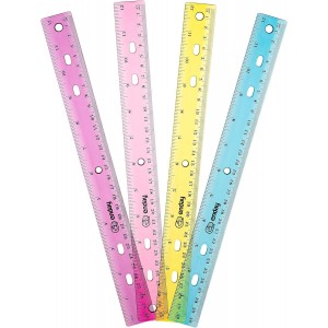  Plastic Rulers 12″ 12/Pack – Colorful Measuring Tools for School & Office
