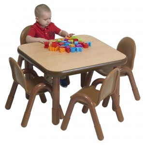 BASELINE® Preschool 30″ Square Table & Chair Set – Natural Wood