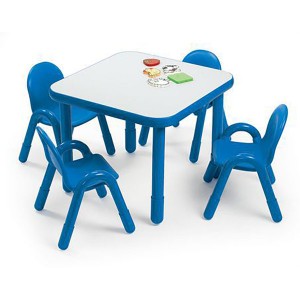 BASELINE® Preschool 30" Square Table & Chair Set - Solid Royal Blue