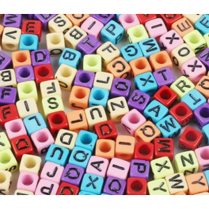 Colored Alphabet  Beads, 100/pack