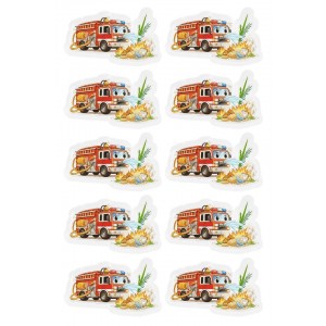 Animated Fire Truck Stickers with Flames – Fire Engine Craft Stickers for Kids, Classroom Activities & Transportation Theme Projects