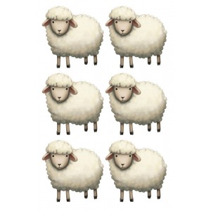 Animated Sheep Stickers 2" – Cute Farm Animal Reward Stickers for Kids Classroom Crafts (36 Pack, 6 Sheets)