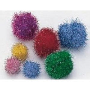 Glitter Pom Poms – Asst. Sizes, 300/pk.