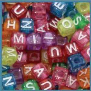 Alpha Beads Glitter Cubes