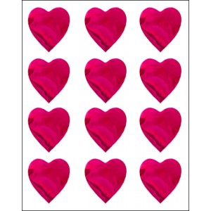 Stickers – Red Foil Hearts, 25 sheets