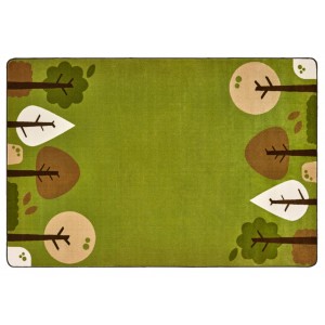 KIDSoft Tranquil Trees - Green, NATURE, GREEN, 6ft x 9ft Rectangle