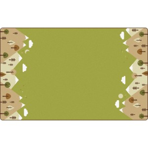 KIDSoft Tranquil Mountain - Green, NATURE, GREEN, 6ft x 9ft Rectangle