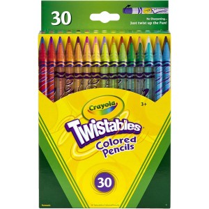 Crayola Twistables Retractable Colored Pencils – 30‑Count 2 mm 2B Lead, Assorted Barrel & Core Colors, No Sharpening Needed, Durable & Non‑Toxic