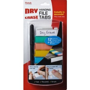 Dry Erase File Tab 12/PK Color