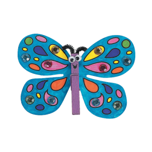 DIY Foam Butterfly Magnet Craft Kit for Kids – Clothespin Art Project, 6" Size, 10 Pack Classroom Craft Activity