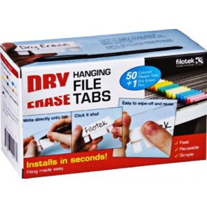 Dry Erase File Tab 50/PK Clear