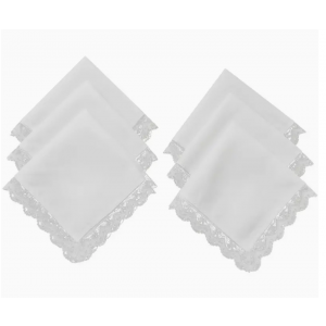 Exquisite Solid White Lace Trim Handkerchiefs