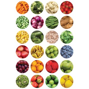 Fruit & Vegetable  Circle Stickers 1" 