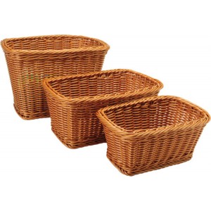 Rectangular Woven Plastic Baskets - 3/pk