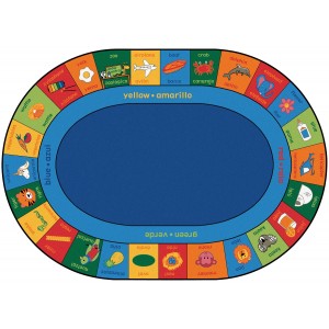 Bilingual Alphabet Blocks Rug Oval