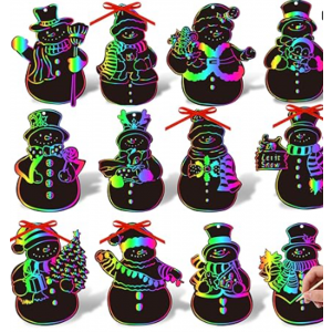Winter Snowman Scratch Art