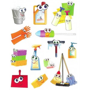 Happy Cleaning Supplies Stickers – 10 Sheets, Kids Classroom Chore Chart & Reward Stickers