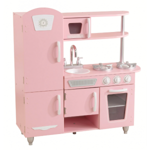 KidKraft Vintage Wooden Play Kitchen with Working Knobs, Pink