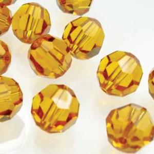 Round Faceted Bead 6MM - Amber