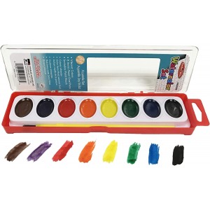 Watercolor Paint Set - 6 Paint Strips and 6 Brushes - Washable and Vibrant Colors - Perfect for Artists and Students
