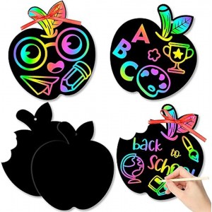 Apple Scratch Art With Ribbon 60/pk,  5"x6"