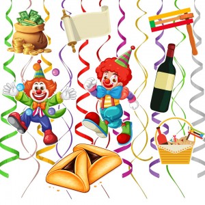 Purim Hanging Swirls Decorations 8 Inch – 36 Piece Purim Ceiling Decor Set for Classrooms, Parties, Schools & Synagogues