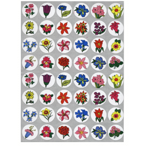 Round Circle Dot Sticker - Flowers - 10/Sheets