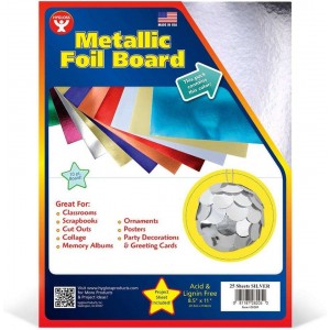 Foil Board, 8.5″ x 11″ – 25/Pk – Shiny Silver