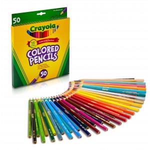 Crayola Colored Pencils – 50‑Count Full-Length Pre‑Sharpened Assorted Colors, Non‑Toxic & Durable for School, Daycare, Camps & Crafts
